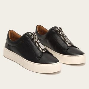 Frye Lena Low‎ Top Platform Zipper Leather Sneakers
